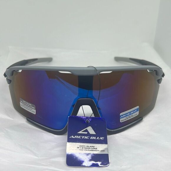 Arctic Blue Sports Sunglasses UV400 Protection Wrap Shield Frame - Picture 3 of 3